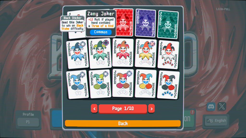 A collection of different Joker cards from Balatro.